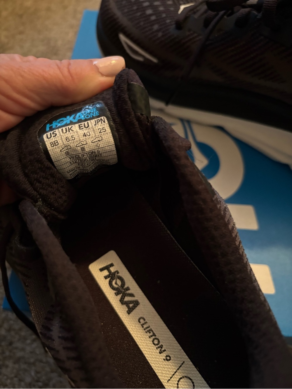 Hoka Black and White Athletic Running Shoes - Picture 2 of 4